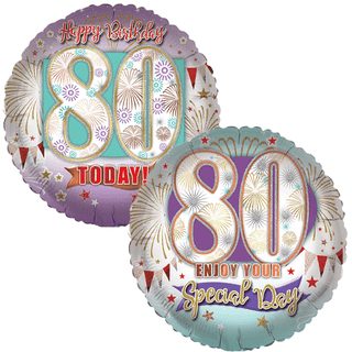 Age 80 Glitter/ Purple 18" Foil Balloon