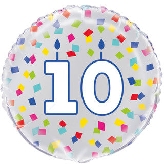 Age 10 Coloured 18" Foil Balloon