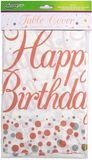 Happy Birthday Sparkling Fizz Rose Gold Tablecloth