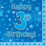 Happy 3rd Birthday Blue Napkins 16pkt