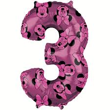 Giant Foil Minnie Mouse Number Balloon - 3