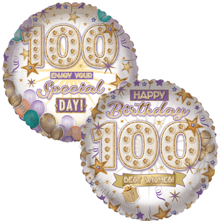 Age 100 Purple/ Coloured 18" Foil Balloon