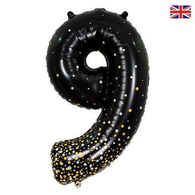 Giant Foil Number Balloon Black Sparkling Fizz