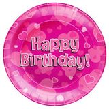 Happy Birthday Pink Plates 8pkt