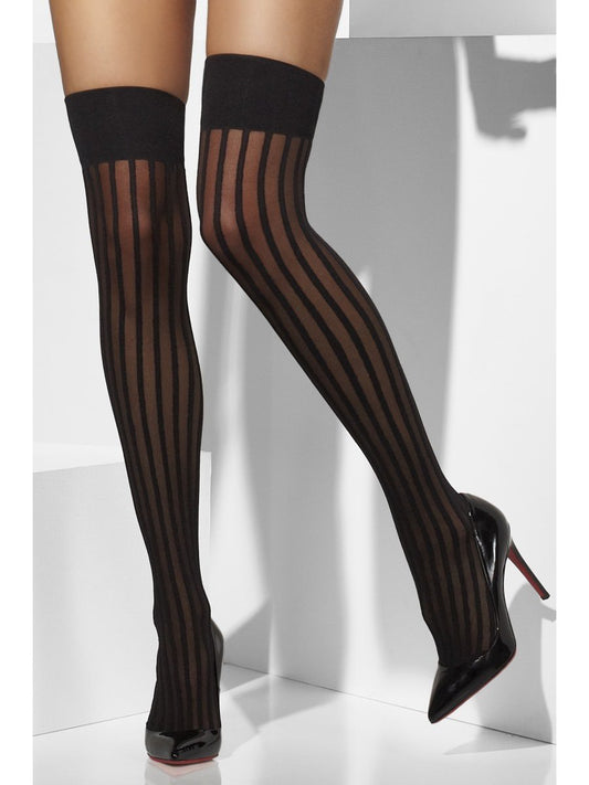 Sheer Black Vertical Tights/ Stockings