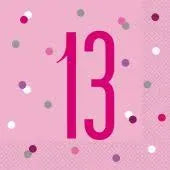 13 Glitz Pink Napkins 16pkt