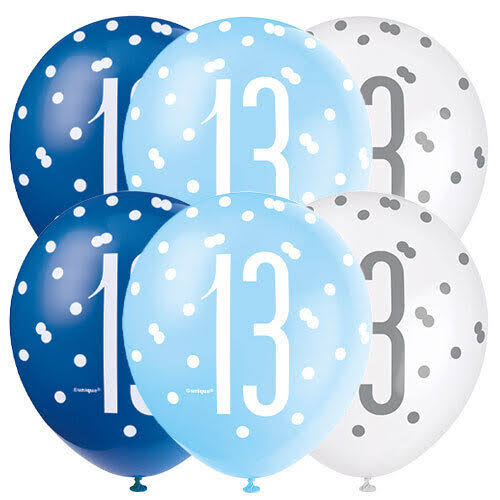 Age 13 Latex Balloon Dots - 6 Pack