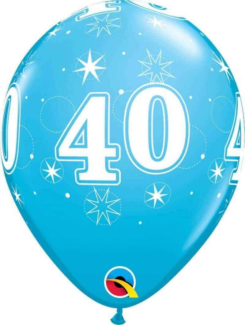 Age 40 Latex Balloon Sparkle Stars - 25 Pack (Available in Singles)