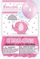 Baby Shower Umbrelelphants Pink 11" Latex Balloons 8 Pack