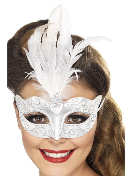 Venetian Glitter Eyemask White
