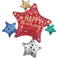 Happy Birthday Multi Star Supershape Foil Balloon