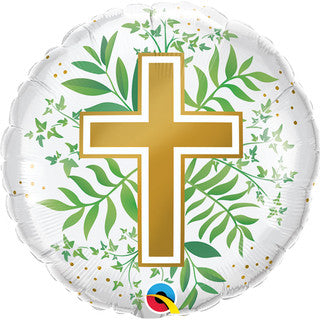 Religious Cross Foliage 18" Foil Balloon