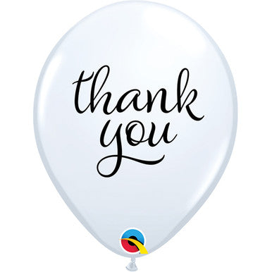Thank You White 11" Latex Balloons 25 Pack (also available in singles)