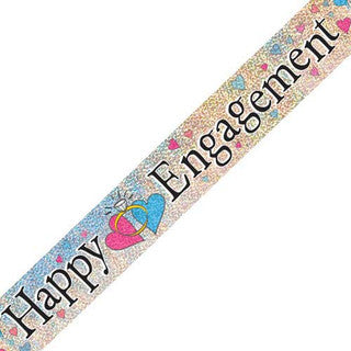 Happy Engagement Hearts and Rings Banner