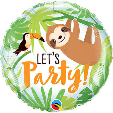 Sloth Let's Party 18" Foil Balloon