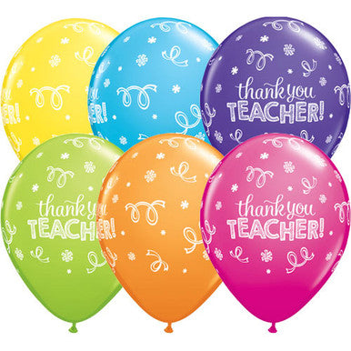Thank You Teacher 11" Latex Balloons 25 Pack (also available in singles)