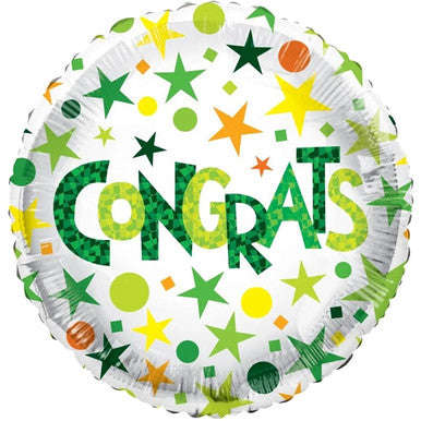 Congrats Green Stars 18" Foil Balloon