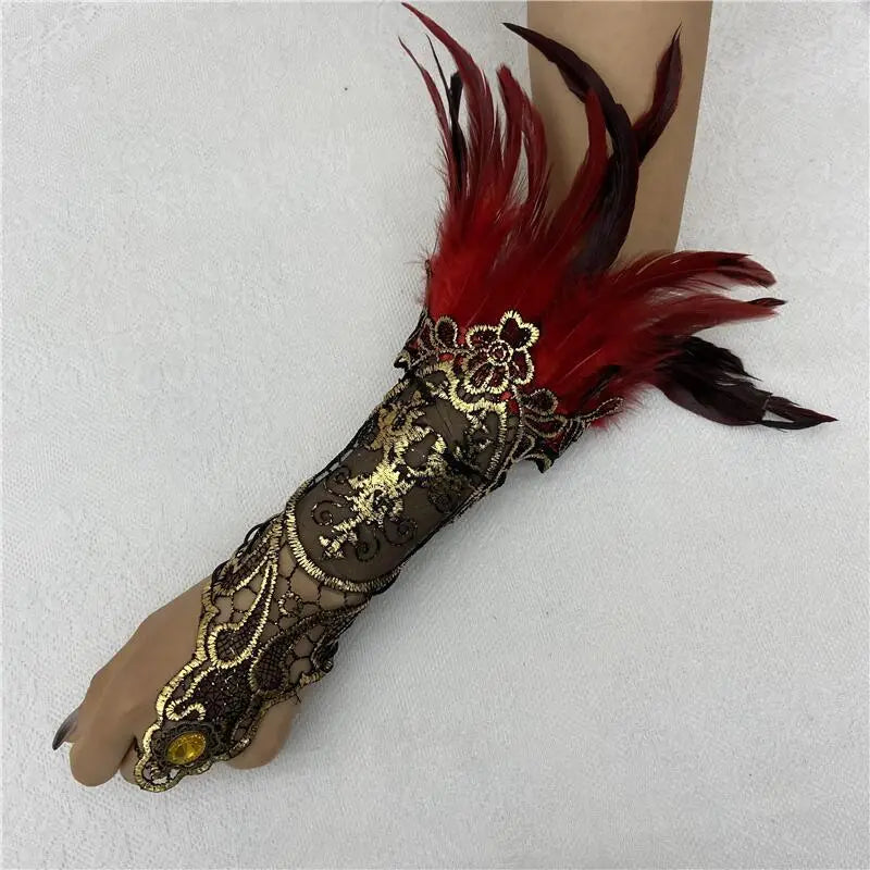 Feather Arm Guard Glove Red
