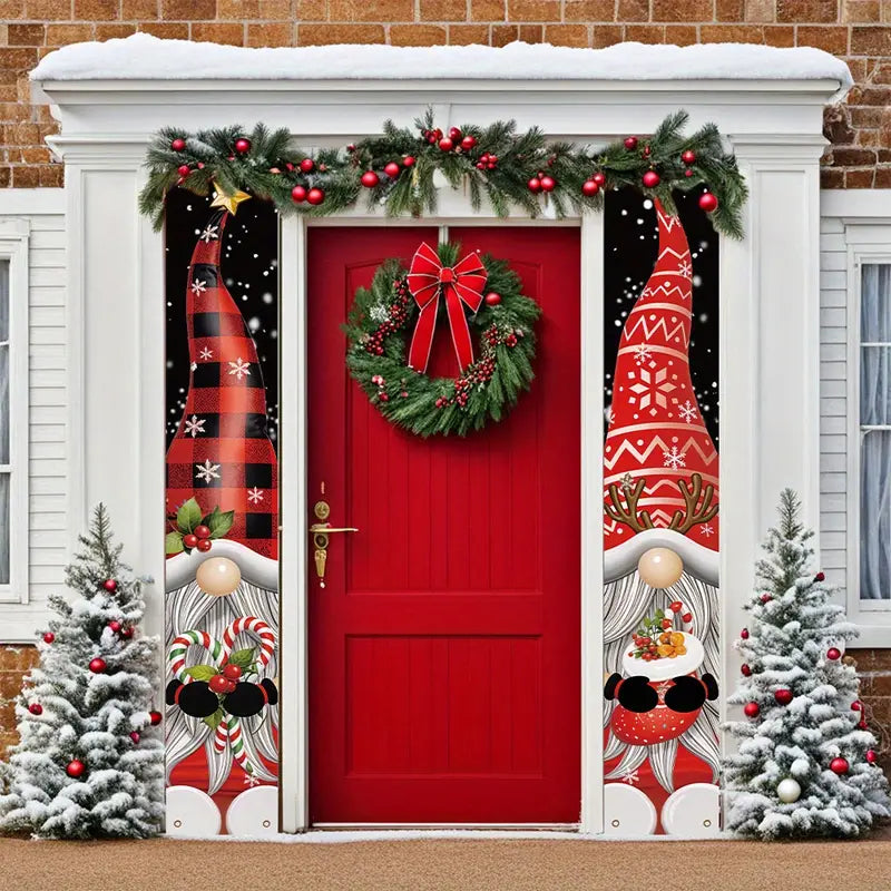 Pair of Red Gonk Porch Banners