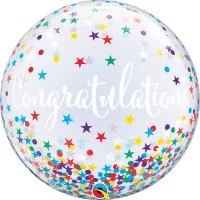 Congratulations Multi Stars Bubble Foil Balloon