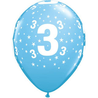 Age 3 Latex Balloon Scatter Stars - 6 Pack