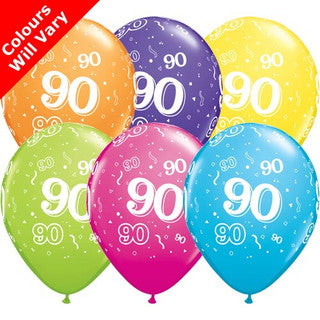 Age 90 Latex Balloon Multi Coloured - 25 Pack (Available in Singles)
