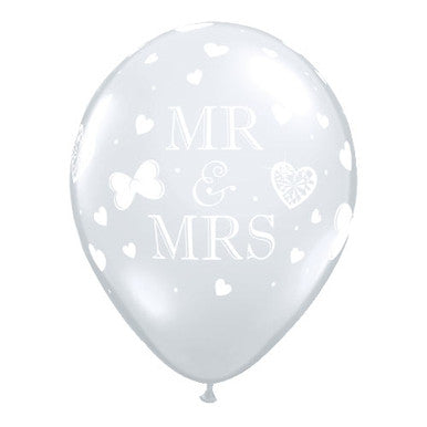 Mr and Mrs Bows 11" Latex Balloons 25 Pack (also available in singles)