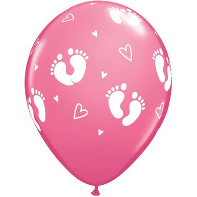 Baby Feet Pink 11" Latex Balloons 25/ 6 Pack (also available in singles)