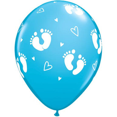 Baby Feet Blue 11" Latex Balloons 25/ 6 Pack (also available in singles)