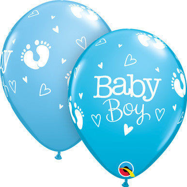 Baby Boy and Feet Blue 11" Latex Balloons 25 Pack (also available in singles)