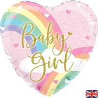 Baby Girl/ Boy Rainbow Heart 18" Foil Balloon