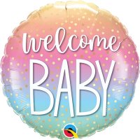 Welcome Baby Ombre Rainbow 18" Foil Balloon
