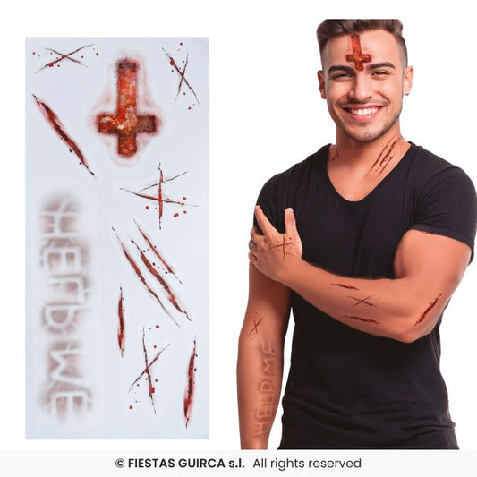 🌟New🌟 Possessed Help Me! Wound Temporary Tattoos