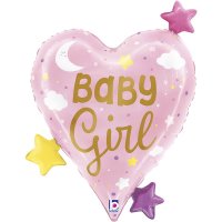 Baby Girl/ Boy Heart and Stars Supershape Foil Balloon