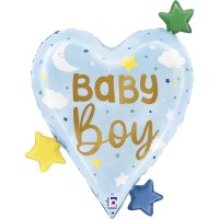 Baby Girl/ Boy Heart and Stars Supershape Foil Balloon