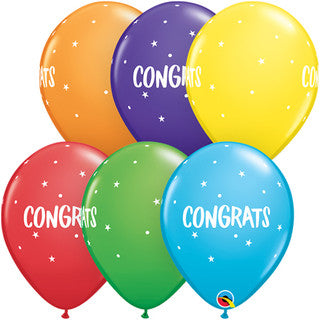 Congrats Bright 11" Latex Balloons 25 Pack (also available in singles)