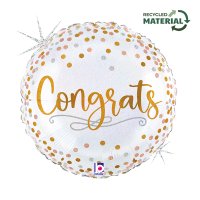 Congrats Gold Scatter Dots 18" Foil Balloon