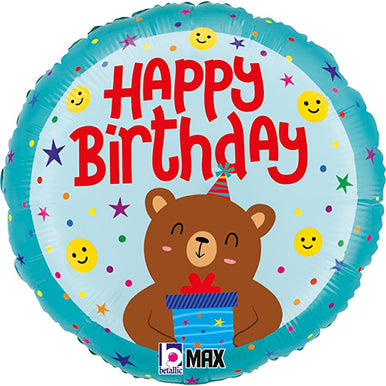 Happy Birthday Bear 18'' Foil Balloon