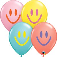 Coloured Smiley Face 11'' Latex Balloons 50 Pack (also available in singles)
