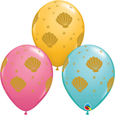 Sea Shell Latex Balloons - 25 Pack (Available in Singles)