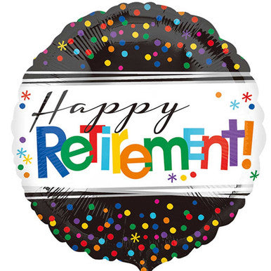 Happy Retirement Black Dots 18" Foil Balloon