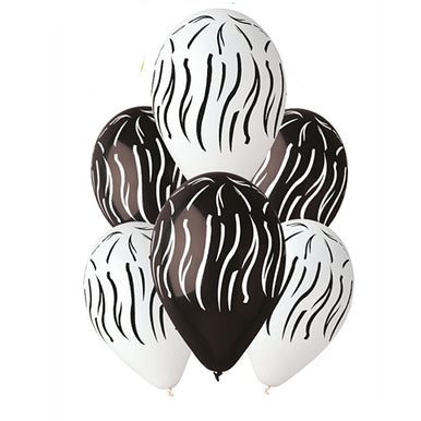Zebra Print Latex Balloons 6 Pack