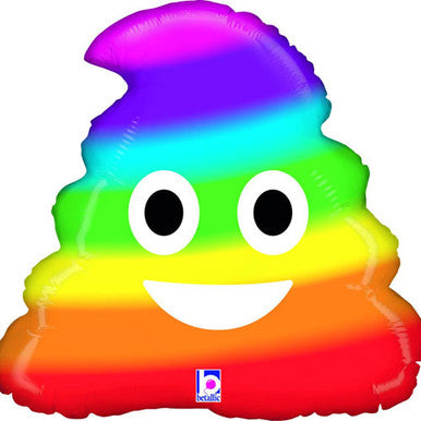 Rainbow Poo Emoji Supershape Foil Balloon