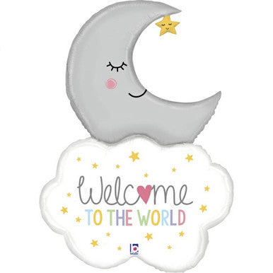 Welcome to the World Baby Moon Supershape Foil Balloon