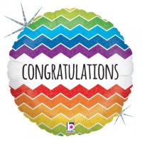 Congratulations Rainbow Chevons 18" Foil Balloon