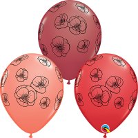 Poppies 11" Latex Balloons 25 Pack (also available in singles)