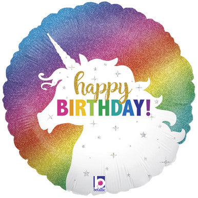 Birthday Unicorn Holographic 18" Foil Balloon