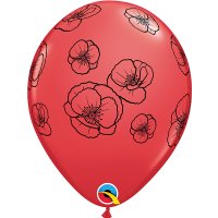 Red Poppies 11" Latex Balloons 25 Pack (also available in singles)