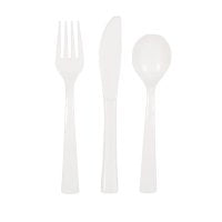 Plain White Plastic Cutlery 18pkt