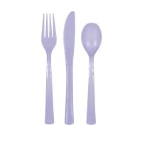 Plain Lilac Lavender Plastic Cutlery 18pkt